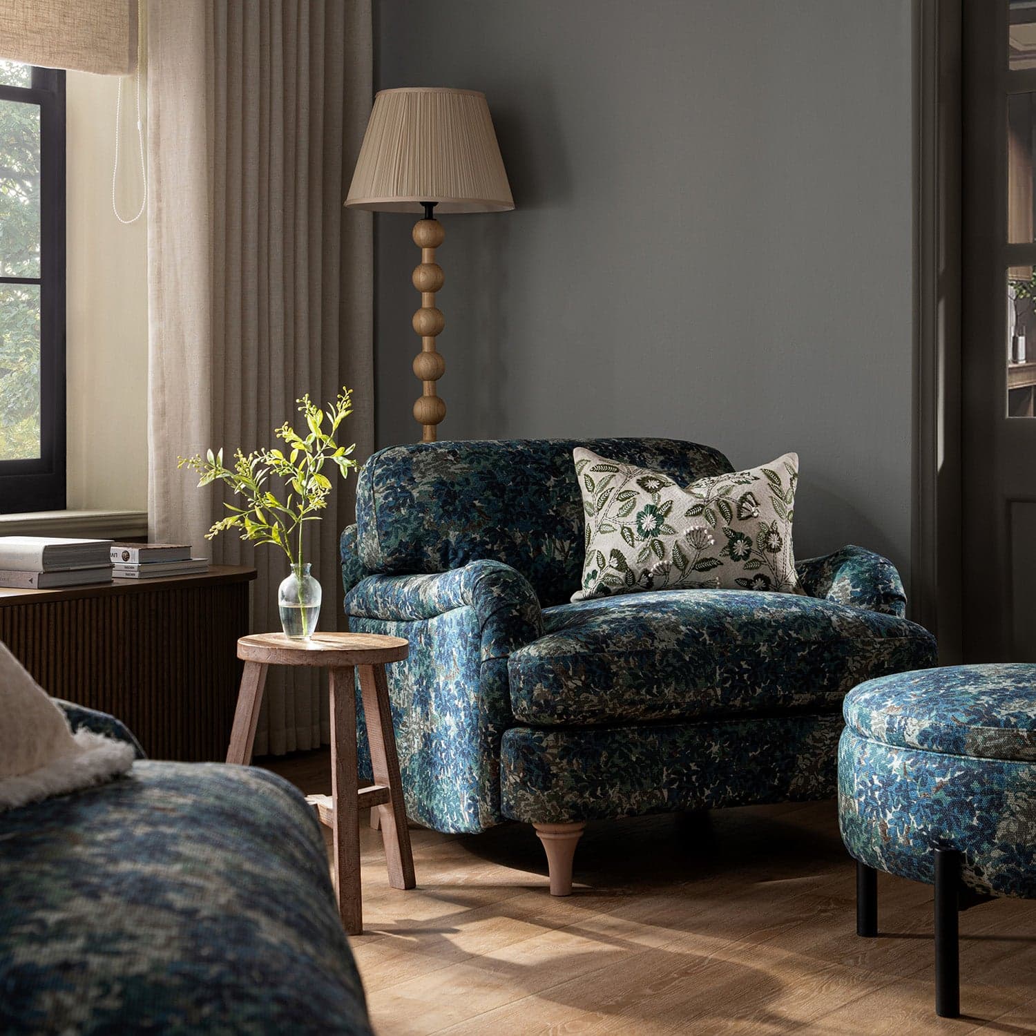 Daphnis Julien Linen Blend Patterned Sofa, 1-Seater